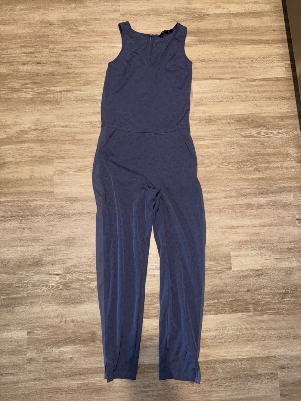 Athleta Navy Sleeveless Jumpsuit with Subtle Texture